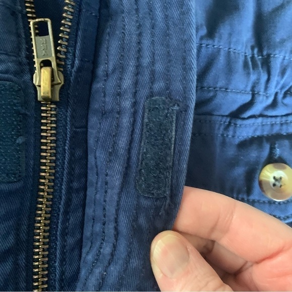 CRAZY 8 Girls Utility Cargo Jacket Below Hip Zip Up Velcro Sz S 5/6 Navy Blue - Picture 13 of 15
